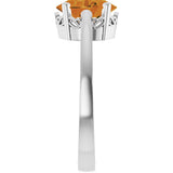 14K Gold Oval Natural Citrine Scroll Setting Solitaire Ring - White Gold - view 4
