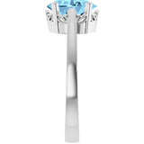14K Gold Oval Natural Aquamarine Scroll Setting Solitaire Ring - White Gold - view 4