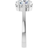 14K Gold Oval Natural White Sapphire Scroll Setting Solitaire Ring - White Gold - view 4