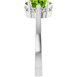 14K Gold Oval Natural Peridot Scroll Setting Solitaire Ring - White Gold - view 4