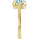 14K Gold Oval Natural Sky Blue Topaz Scroll Setting Solitaire Ring - Yellow Gold - view 4