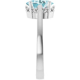 14K Gold Oval Natural Sky Blue Topaz Scroll Setting Solitaire Ring - White Gold - view 4