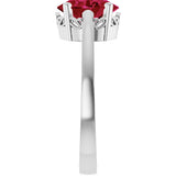 14K Gold Oval Lab-Grown Ruby Scroll Setting Solitaire Ring - White Gold - view 4