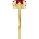 14K Gold Oval Lab-Grown Ruby Scroll Setting Solitaire Ring - Yellow Gold - view 4