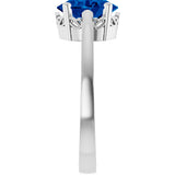 14K Gold Oval Lab-Grown Blue Sapphire Scroll Setting Solitaire Ring - White Gold - view 4