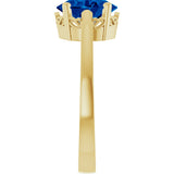 14K Gold Oval Lab-Grown Blue Sapphire Scroll Setting Solitaire Ring - Yellow Gold - view 4