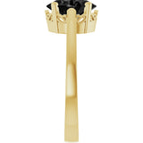 14K Gold Oval Natural Black Onyx Scroll Setting Solitaire Ring - Yellow Gold - view 4