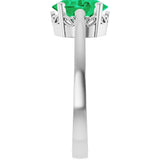 14K Gold Oval Lab-Grown Emerald Scroll Setting Solitaire Ring - White Gold - view 4