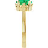 14K Gold Oval Lab-Grown Emerald Scroll Setting Solitaire Ring - Yellow Gold - view 4