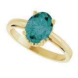 14K Gold Oval Lab-Grown Alexandrite Scroll Setting Solitaire Ring - Yellow Gold - view 5