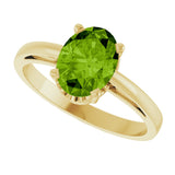 14K Gold Oval Natural Peridot Scroll Setting Solitaire Ring - Yellow Gold - view 5
