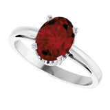 14K Gold Oval Natural Mozambique Garnet Scroll Setting Solitaire Ring - White Gold - view 5