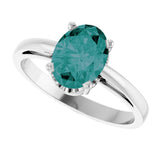 14K Gold Oval Lab-Grown Alexandrite Scroll Setting Solitaire Ring - White Gold - view 5