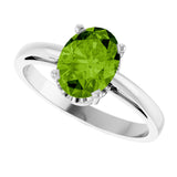 14K Gold Oval Natural Peridot Scroll Setting Solitaire Ring - White Gold - view 5