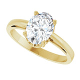 14K Gold Oval Natural White Sapphire Scroll Setting Solitaire Ring - Yellow Gold - view 5