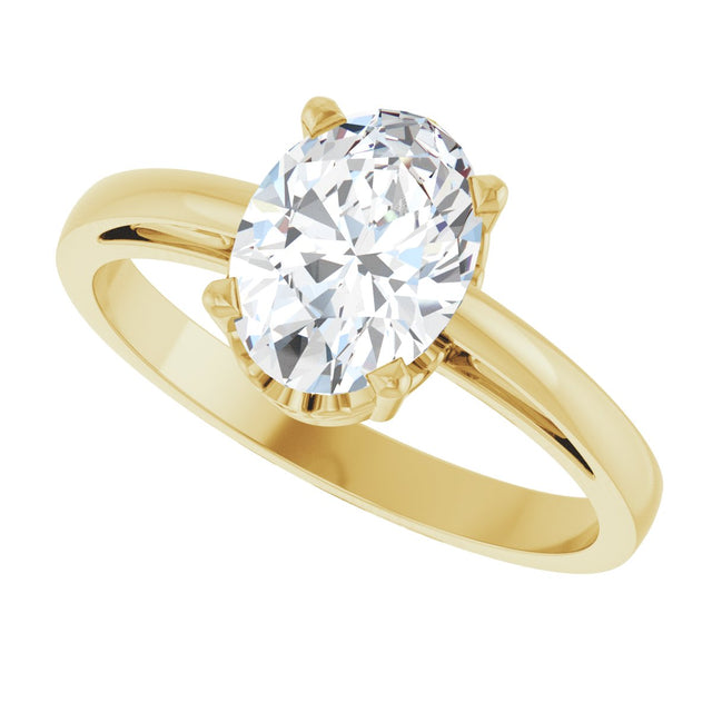 14K Gold Oval Natural White Sapphire Scroll Setting Solitaire Ring - Yellow Gold - view 5