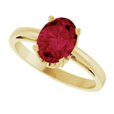14K Gold Oval Lab-Grown Ruby Scroll Setting Solitaire Ring - Yellow Gold - view 5