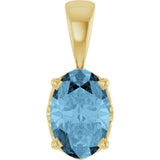 14K Gold Natural Sky Blue Topaz Oval 4-Prong Solitaire Necklace or Pendant - Yellow Gold