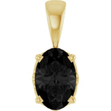 14K Gold Natural Black Onyx Oval 4-Prong Solitaire Necklace or Pendant - Yellow Gold