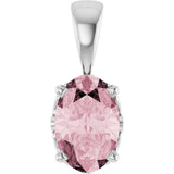 14K Gold Natural Pink Morganite Oval 4-Prong Solitaire Necklace or Pendant - White Gold