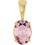 14K Gold Natural Pink Morganite Oval 4-Prong Solitaire Necklace or Pendant - Yellow Gold