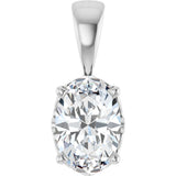 14K Gold Natural White Sapphire Oval 4-Prong Solitaire Necklace or Pendant - White Gold
