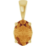14K Gold Natural Citrine Oval 4-Prong Solitaire Necklace or Pendant - Yellow Gold