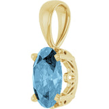 14K Gold Natural Sky Blue Topaz Oval 4-Prong Solitaire Necklace or Pendant - Yellow Gold - view 2