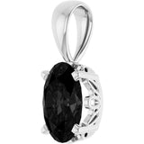 14K Gold Natural Black Onyx Oval 4-Prong Solitaire Necklace or Pendant - White Gold - view 2