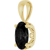 14K Gold Natural Black Onyx Oval 4-Prong Solitaire Necklace or Pendant - Yellow Gold - view 2
