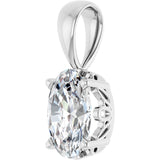 14K Gold Natural White Sapphire Oval 4-Prong Solitaire Necklace or Pendant - White Gold - view 2