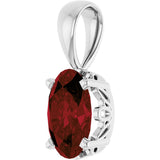 14K Gold Natural Mozambique Garnet Oval 4-Prong Solitaire Necklace or Pendant - White Gold - view 2