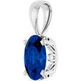 14K Gold Lab-Grown Blue Sapphire Oval 4-Prong Solitaire Necklace or Pendant - White Gold - view 2