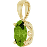 14K Gold Natural Peridot Oval 4-Prong Solitaire Necklace or Pendant - Yellow Gold - view 2
