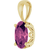14K Gold Natural Green Tourmaline Oval 4-Prong Solitaire Necklace or Pendant - Yellow Gold - view 2