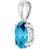 14K Gold Natural Aquamarine Oval 4-Prong Solitaire Necklace or Pendant - White Gold - view 2
