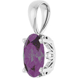 14K Gold Lab-Grown Alexandrite Oval 4-Prong Solitaire Necklace or Pendant - White Gold - view 2
