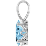 14K Gold Natural Sky Blue Topaz Oval 4-Prong Solitaire Necklace or Pendant - White Gold - view 3