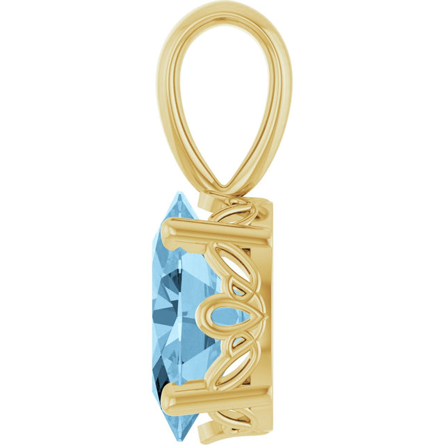 14K Gold Natural Sky Blue Topaz Oval 4-Prong Solitaire Necklace or Pendant - Yellow Gold - view 3