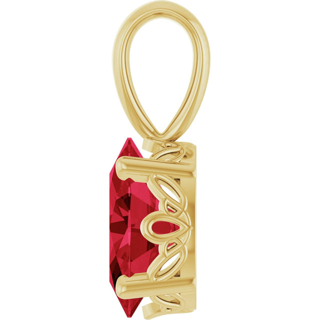14K Gold Lab-Grown Ruby Oval 4-Prong Solitaire Necklace or Pendant - Yellow Gold - view 3