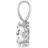 14K Gold Natural White Sapphire Oval 4-Prong Solitaire Necklace or Pendant - White Gold - view 3