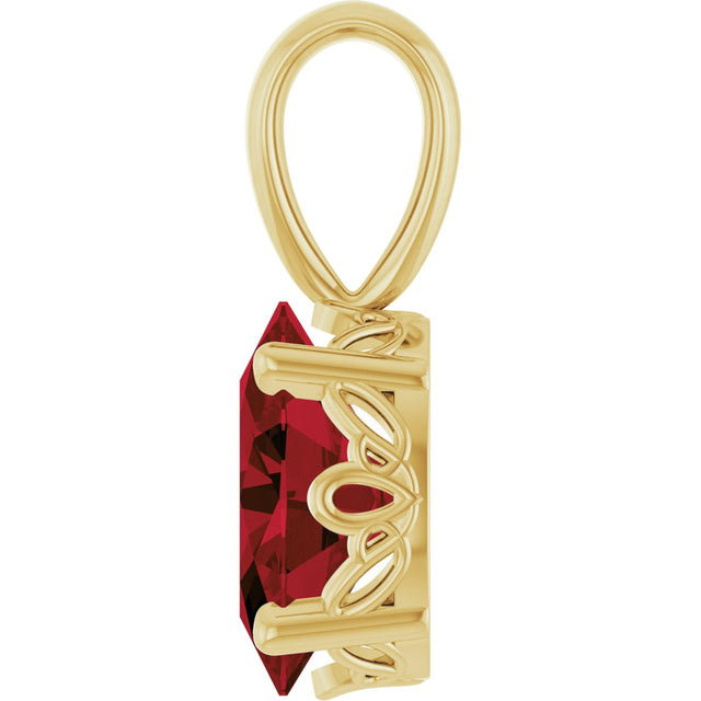 14K Gold Natural Mozambique Garnet Oval 4-Prong Solitaire Necklace or Pendant - Yellow Gold - view 3