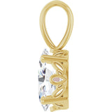 14K Gold Natural White Sapphire Oval 4-Prong Solitaire Necklace or Pendant - Yellow Gold - view 3