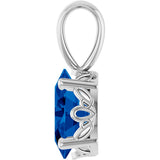 14K Gold Lab-Grown Blue Sapphire Oval 4-Prong Solitaire Necklace or Pendant - White Gold - view 3