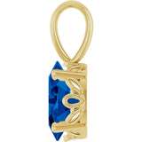 14K Gold Lab-Grown Blue Sapphire Oval 4-Prong Solitaire Necklace or Pendant - Yellow Gold - view 4