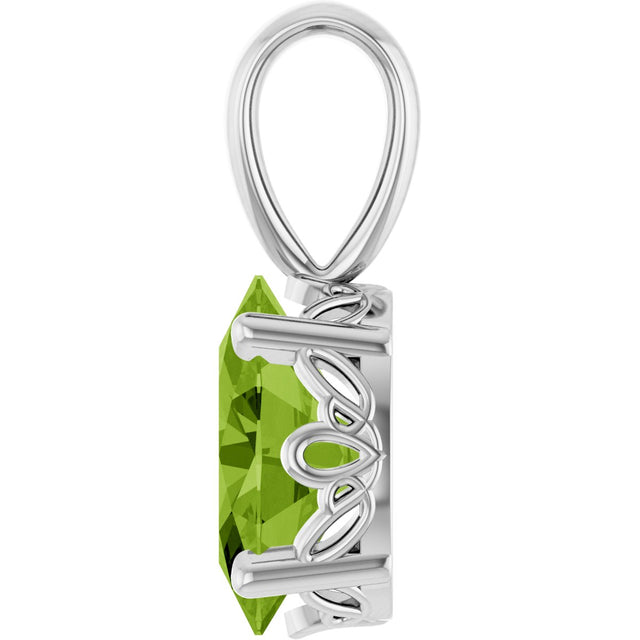 14K Gold Natural Peridot Oval 4-Prong Solitaire Necklace or Pendant - White Gold - view 3