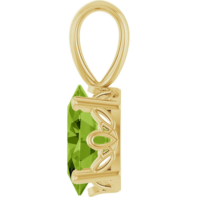 14K Gold Natural Peridot Oval 4-Prong Solitaire Necklace or Pendant - Yellow Gold - view 3
