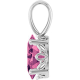 14K Gold Natural Pink Tourmaline Oval 4-Prong Solitaire Necklace or Pendant - White Gold - view 3