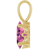 14K Gold Natural Green Tourmaline Oval 4-Prong Solitaire Necklace or Pendant - Yellow Gold - view 3