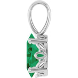 14K Gold Lab-Grown Emerald Oval 4-Prong Solitaire Necklace or Pendant - White Gold - view 3